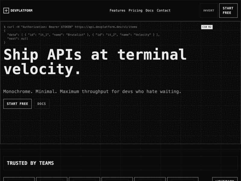 Brutalist Dev Platform