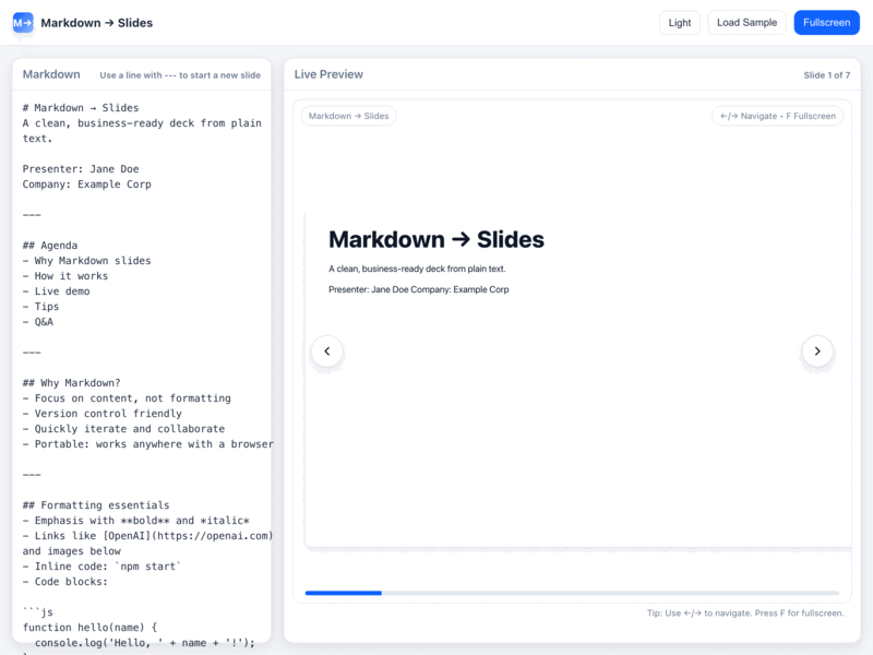 Markdown → Slides