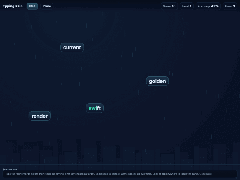 Typing Rain